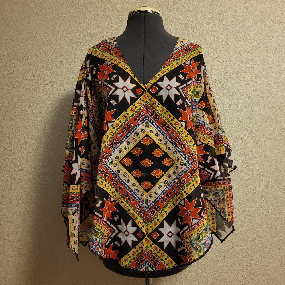 Vintage donnkenny Sheer Handkerchief Sleeve Top